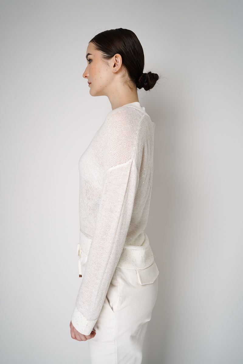 Lorena Antoniazzi Sequined Knitted Pullover in Off-White Vancouver. Shop Online or in Store.