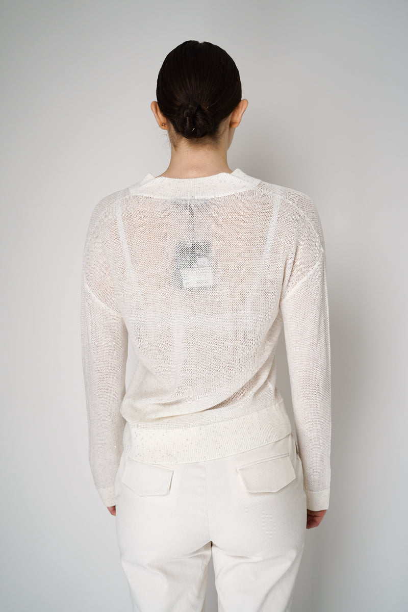 Lorena Antoniazzi Sequined Knitted Pullover in Off-White Vancouver. Shop Online or in Store.