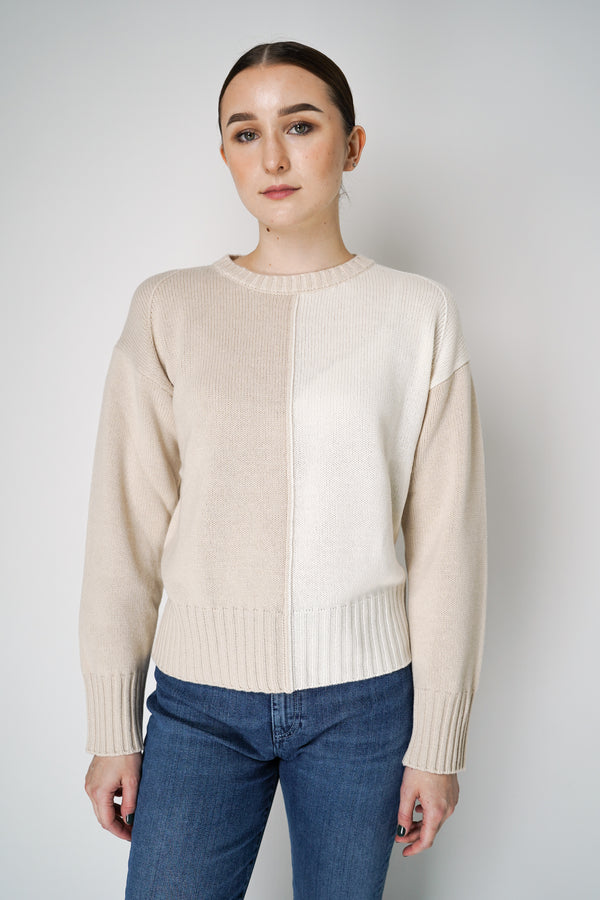 Lorena Antoniazzi Off-White Knitted Pullover with Beige Color Blocking