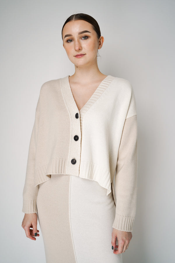 Lorena Antoniazzi Cropped Color Block Cardigan in Off-White