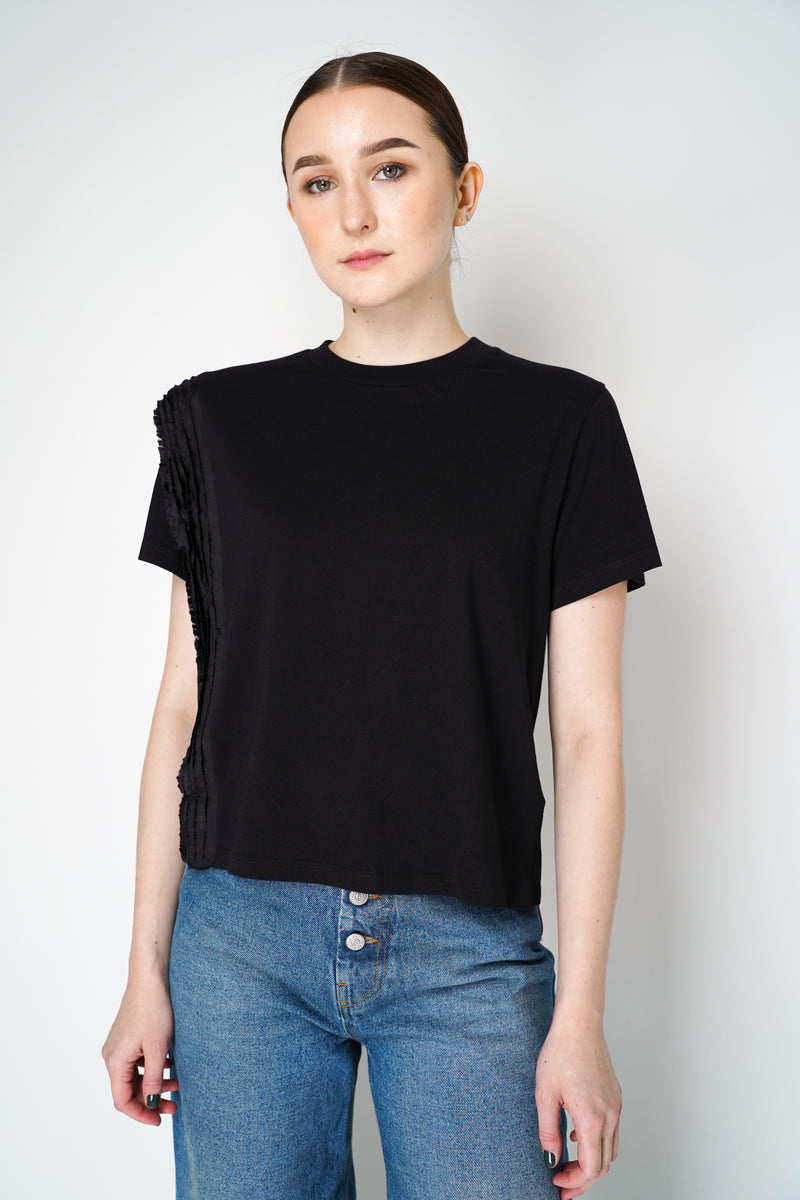 MM6 Black T-Shirt with Fringe Details Vancouver. Shop Online or in Store.