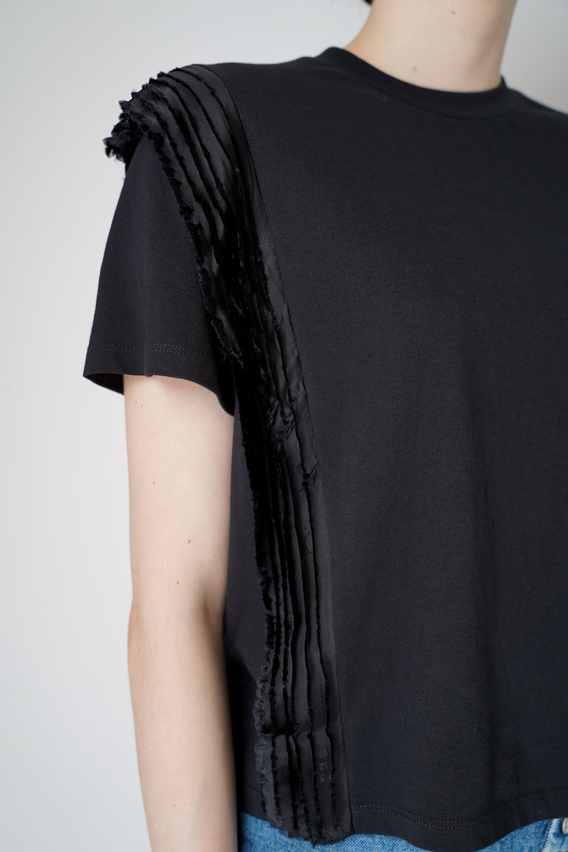 MM6 Black T-Shirt with Fringe Details Vancouver. Shop Online or in Store.