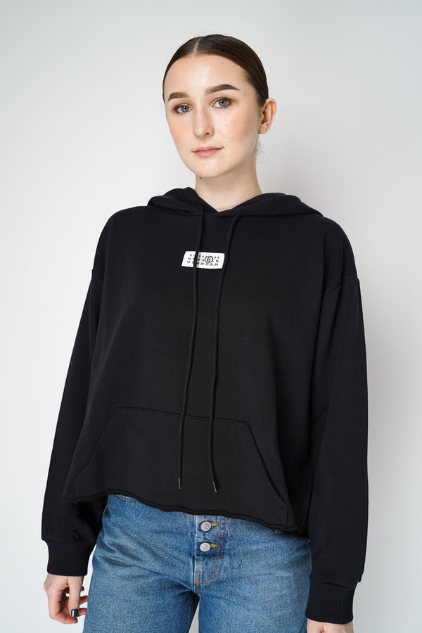 MM6 Signature Logo Hooded Pullover in Black
