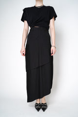 MM6 Layered Pleated Midi Skirt in Black Vancouver. Shop Online or in Store.