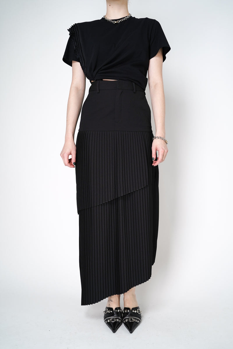 MM6 Layered Pleated Midi Skirt in Black Vancouver. Shop Online or in Store.