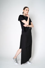 MM6 Layered Pleated Midi Skirt in Black Vancouver. Shop Online or in Store.