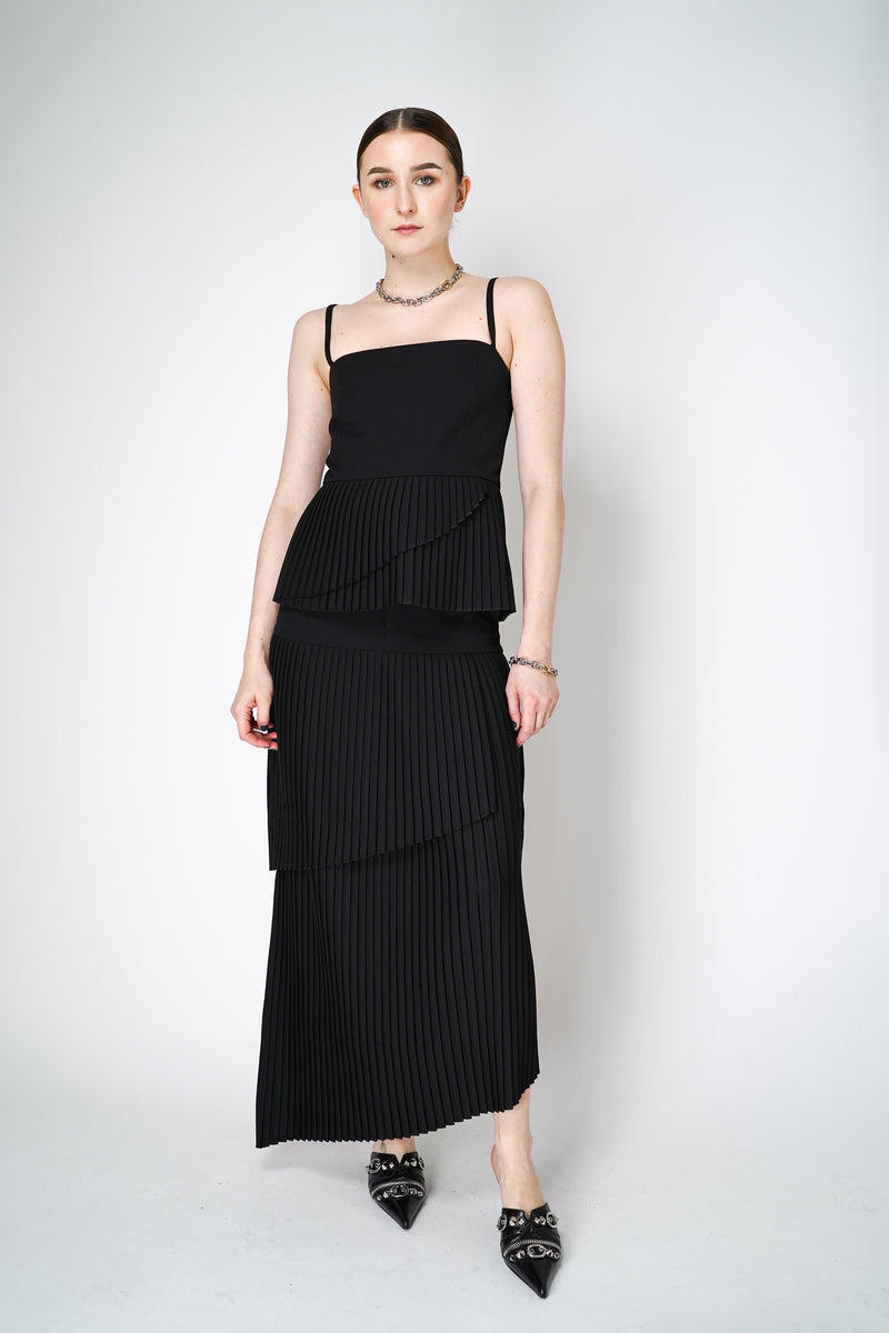 MM6 Layered Pleated Midi Skirt in Black Vancouver. Shop Online or in Store.