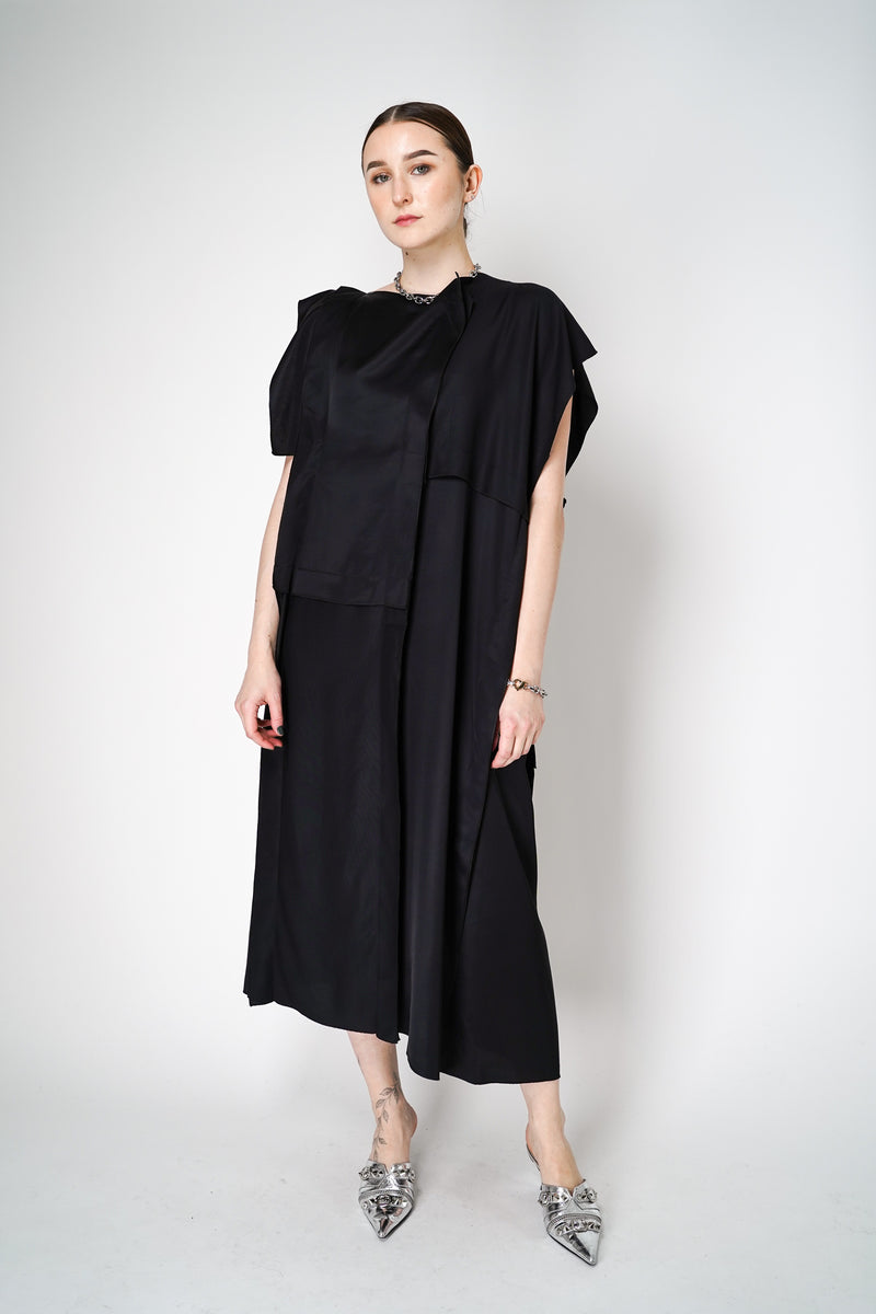 MM6 Layered Effect Drapy Dress in Black Vancouver. Shop Online or in Store.