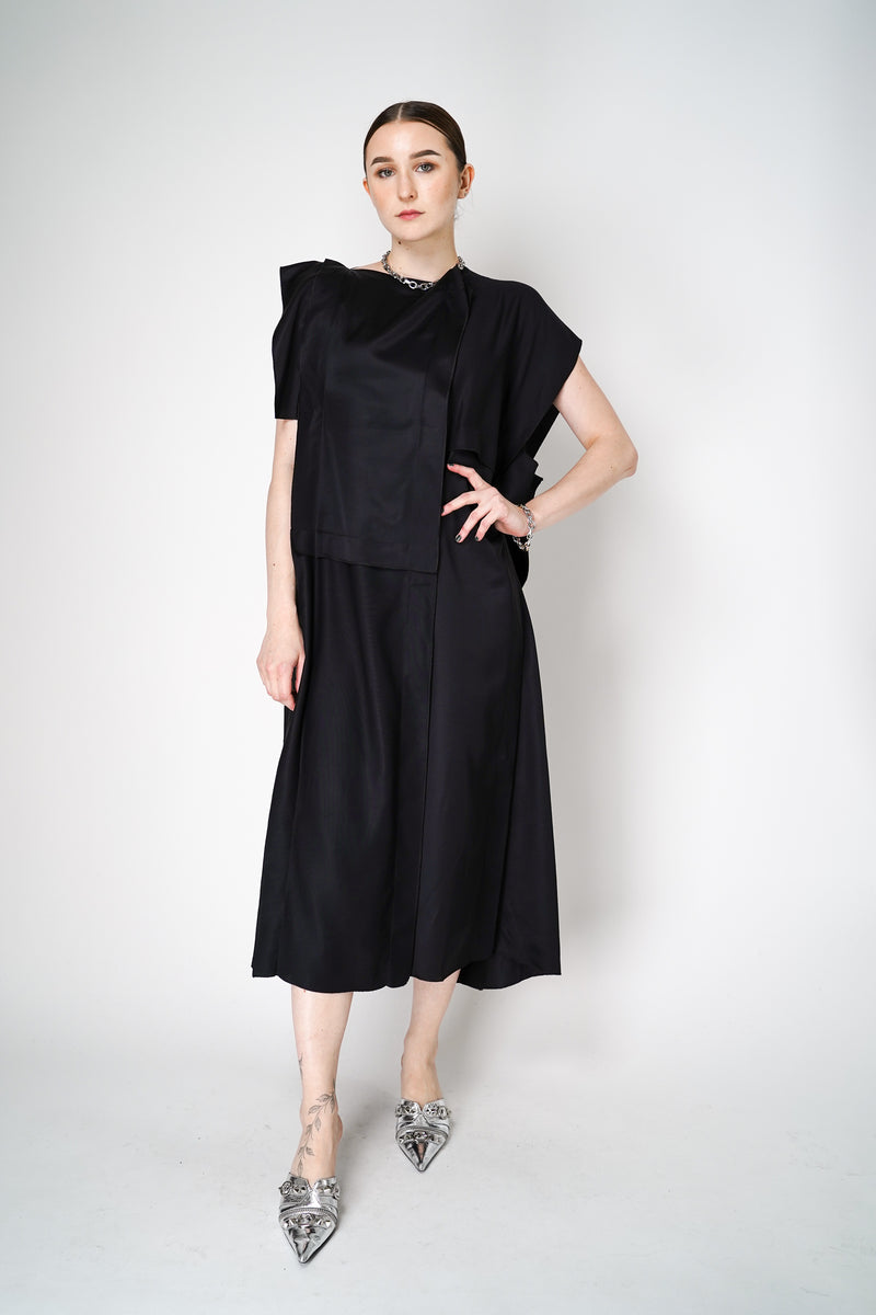 MM6 Layered Effect Drapy Dress in Black Vancouver. Shop Online or in Store.