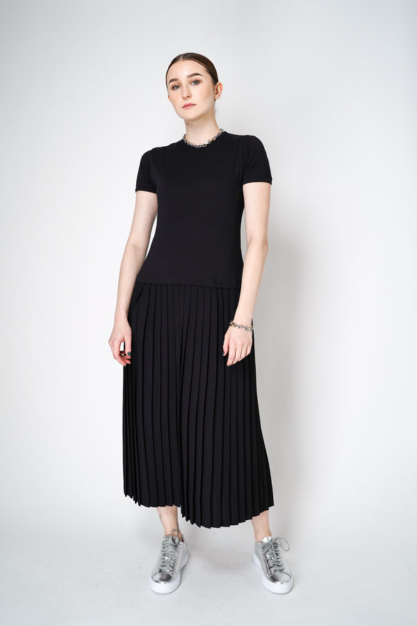 MM6 Cotton Jersey Pleated Dress in Black