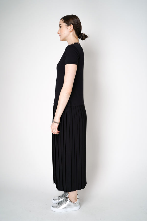 MM6 Cotton Jersey Pleated Dress in Black