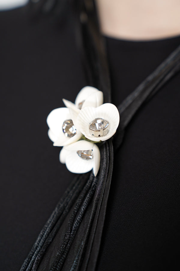 Dorothee Schumacher Dangling Flower Tassle Necklace in White