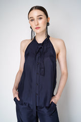 Dorothee Schumacher Trench it Up I Silk Halter Top in Navy Vancouver. Shop Online or in Store.