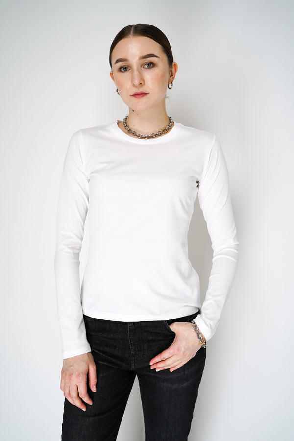 Dorothee Schumacher Long Sleeve Cotton Staple Top in White