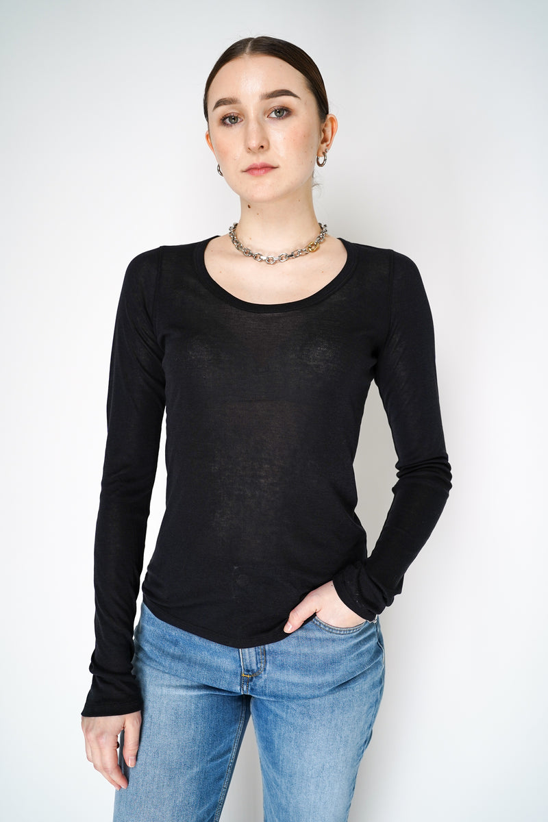 Dorothee Schumacher Feather-Weight Long Sleeve Top in Black Vancouver. Shop Online or in Store.