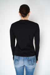 Dorothee Schumacher Long Sleeve Cotton Staple Top in Black Vancouver. Shop Online or in Store. 