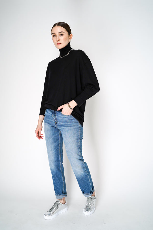 Dorothee Schumacher Oversized Turtleneck with Cuffed Sleeves in Black