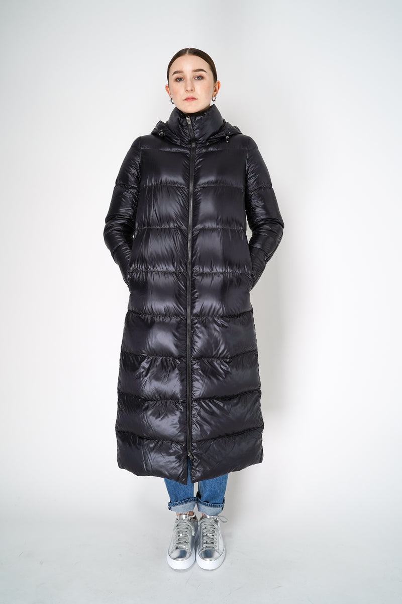 Herno Long Puffer Ultralight Padded Coat in Black Ashia Mode