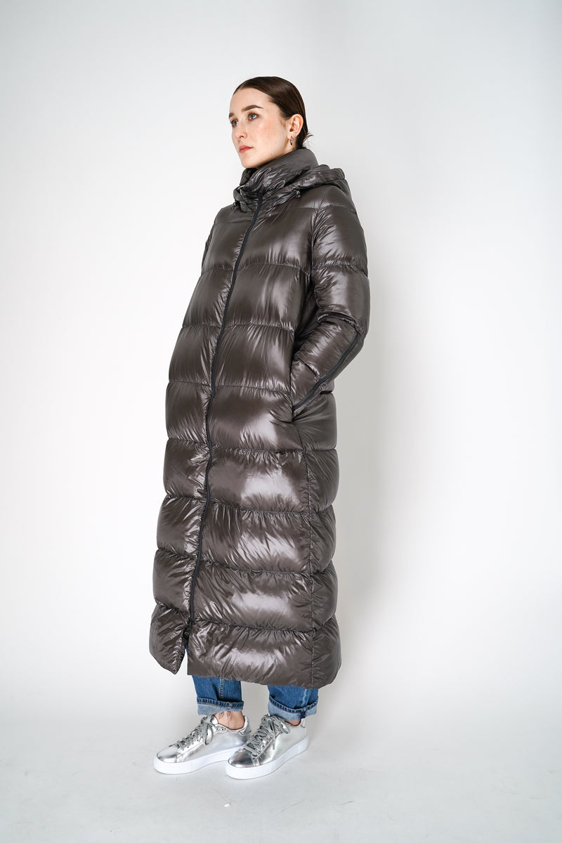 Herno Long Puffer Ultralight Padded Coat in Dark Taupe Vancouver. Shop Online or in Store. 