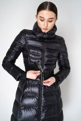 Herno Lightweight Long Puffer Coat with Belt in Black Vancouver. Shop Online or in Store. 