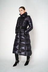 Herno Lightweight Long Puffer Coat with Belt in Black Vancouver. Shop Online or in Store. 