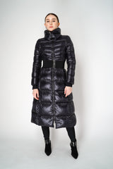 Herno Lightweight Long Puffer Coat with Belt in Black Vancouver. Shop Online or in Store. 