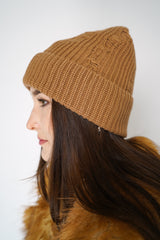 Dorothee Schumacher Cashmere Blend Knitted Toque in Camel Vancouver. Shop Online or in Store. 