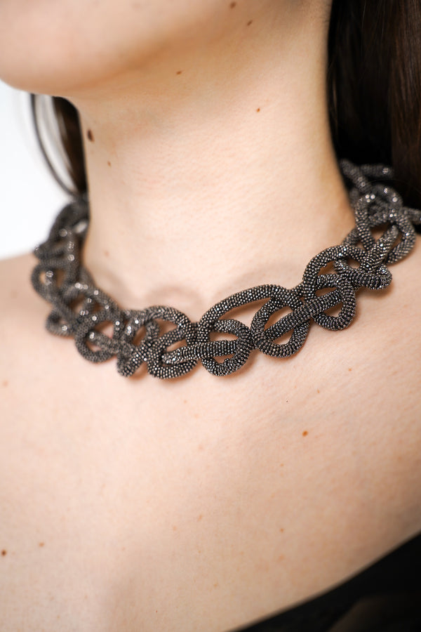 Fabiana Filippi Eco Brass Chain-Effect Necklace in Black Silver