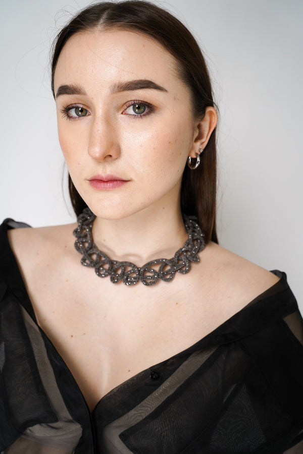 Fabiana Filippi Eco Brass Chain-Effect Necklace in Black Silver