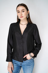 Dorothee Schumacher Trench it Up Silk Blouse in Black Vancouver. Shop Online or in Store.