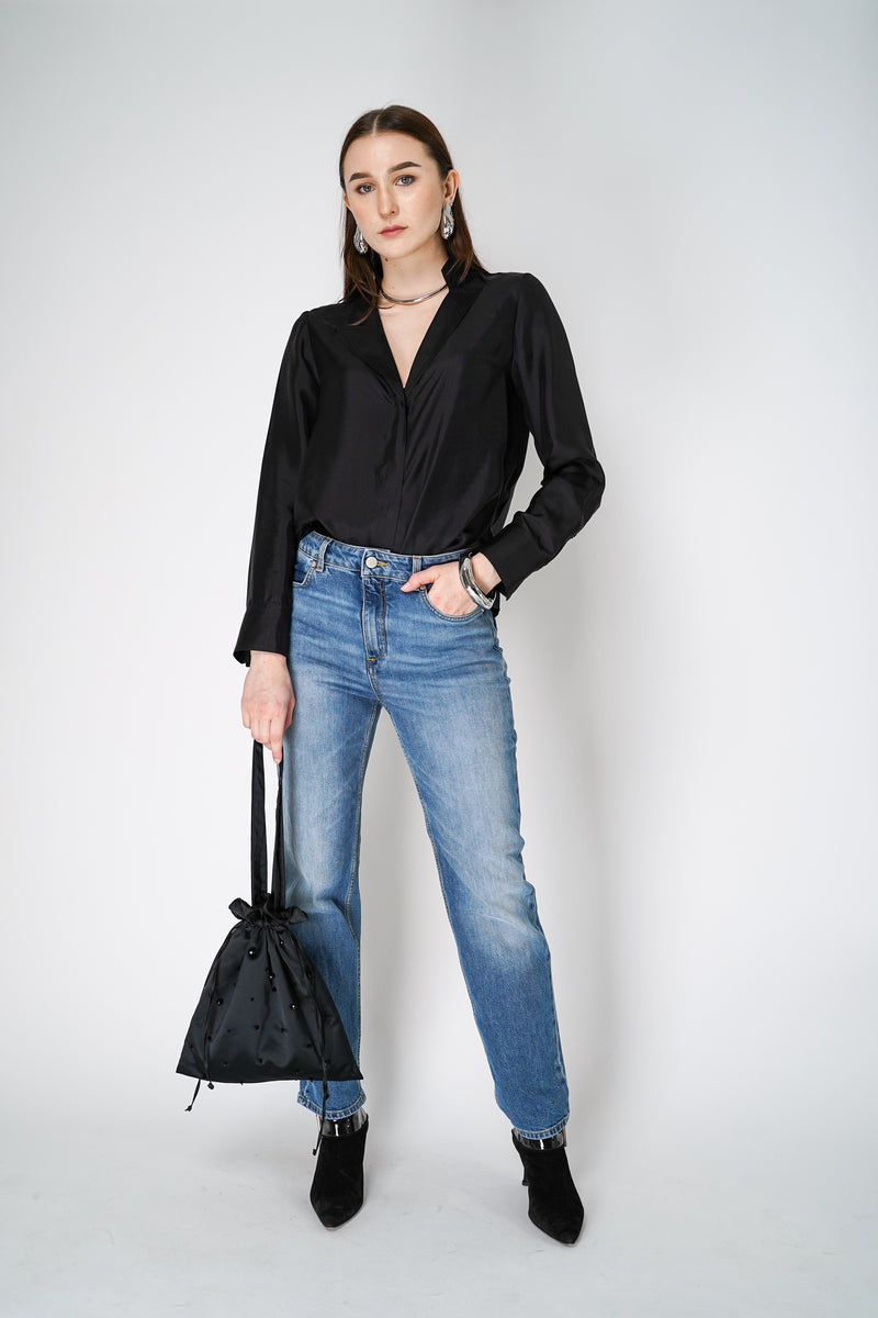 Dorothee Schumacher Trench it Up Silk Blouse in Black Vancouver. Shop Online or in Store.