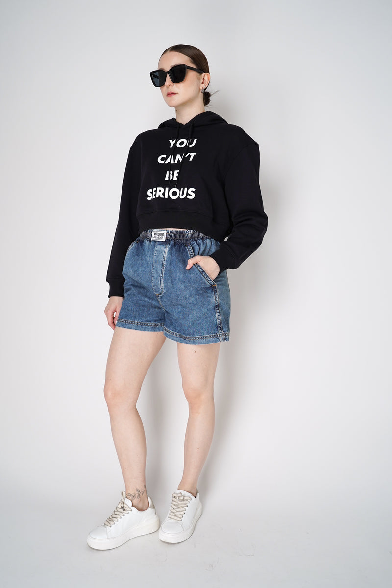 Moschino "You Can't Be Serious" Hoodie Pullover in Black