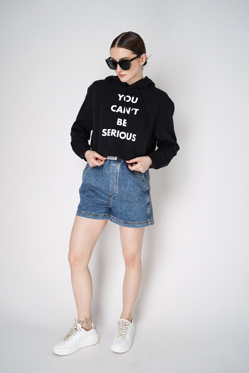 Moschino "You Can't Be Serious" Hoodie Pullover in Black