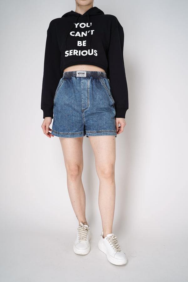 Moschino Jeans Denim Shorts with Heart Stitching Details