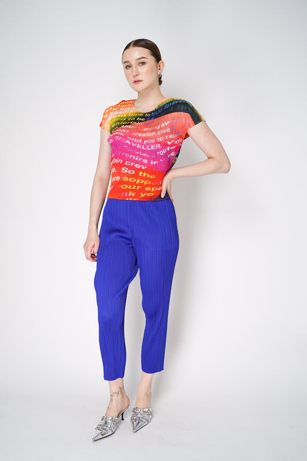 Pleats Please Issey Miyake Voyager Top in Multicolour Print Vancouver. Shop Online or in Store. 