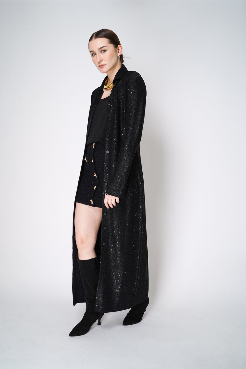 Philosophy di Lorenzo Serafini Long Sequined Duster in Black