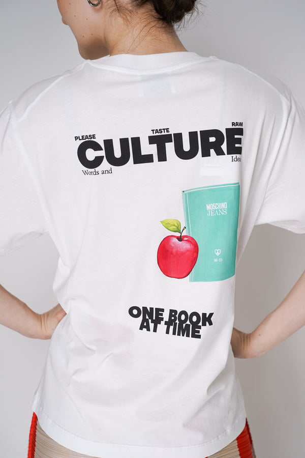 Moschino Jeans T-shirt with Graphic "One Book at Time" Back