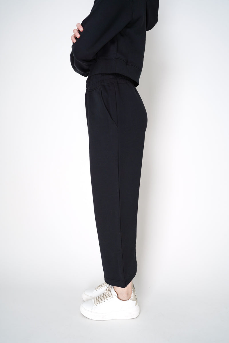 Moschino Wide Leg Pull-On Jogger Pants with Barcode Patch in Black