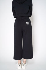 Moschino Wide Leg Pull-On Jogger Pants with Barcode Patch in Black