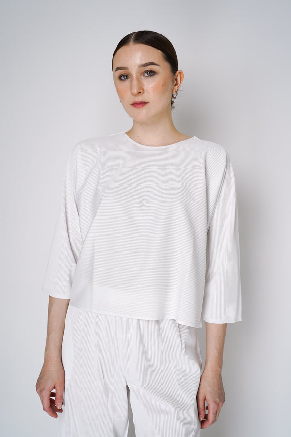 Pleats Please Issey Miyake A-Poc Form Long Sleeve Top in White Vancouver. Shop Online or in Store. 