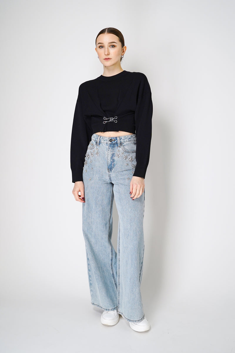 Moschino Jeans Black Knitted Viscose Top