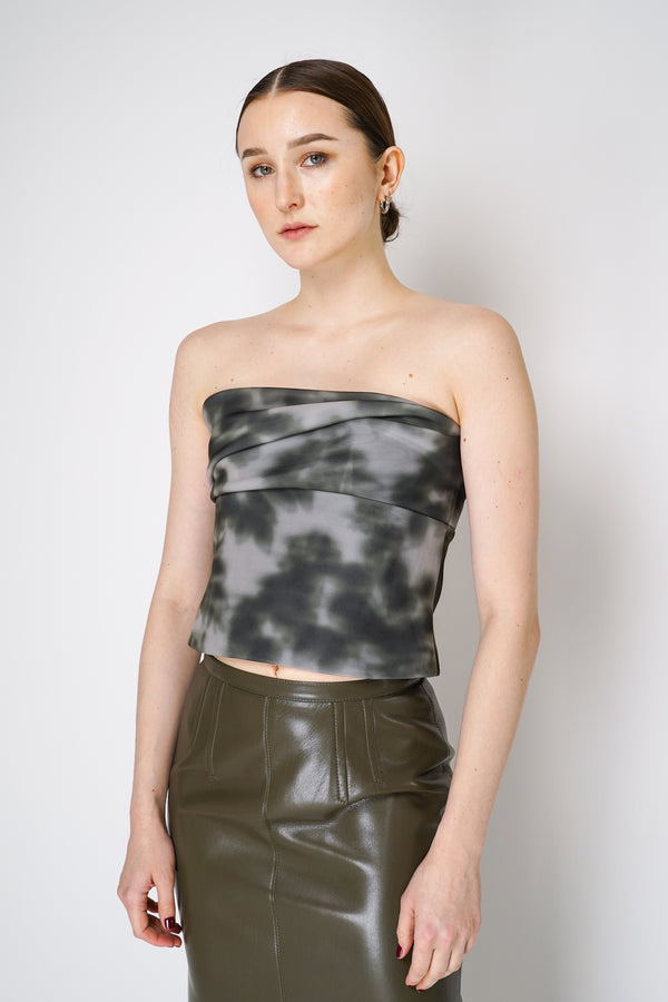 Philosophy di Lorenzo Serafini Scuba Bandeau Top in Grey Abstract Print Vancouver. Shop Online or in Store. 