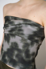 Philosophy di Lorenzo Serafini Scuba Bandeau Top in Grey Abstract Print