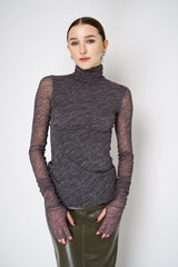 Philosophy di Lorenzo Serafini Stretch Tulle Turtleneck Top in Grey Melange