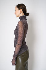 Philosophy di Lorenzo Serafini Stretch Tulle Turtleneck Top in Grey Melange