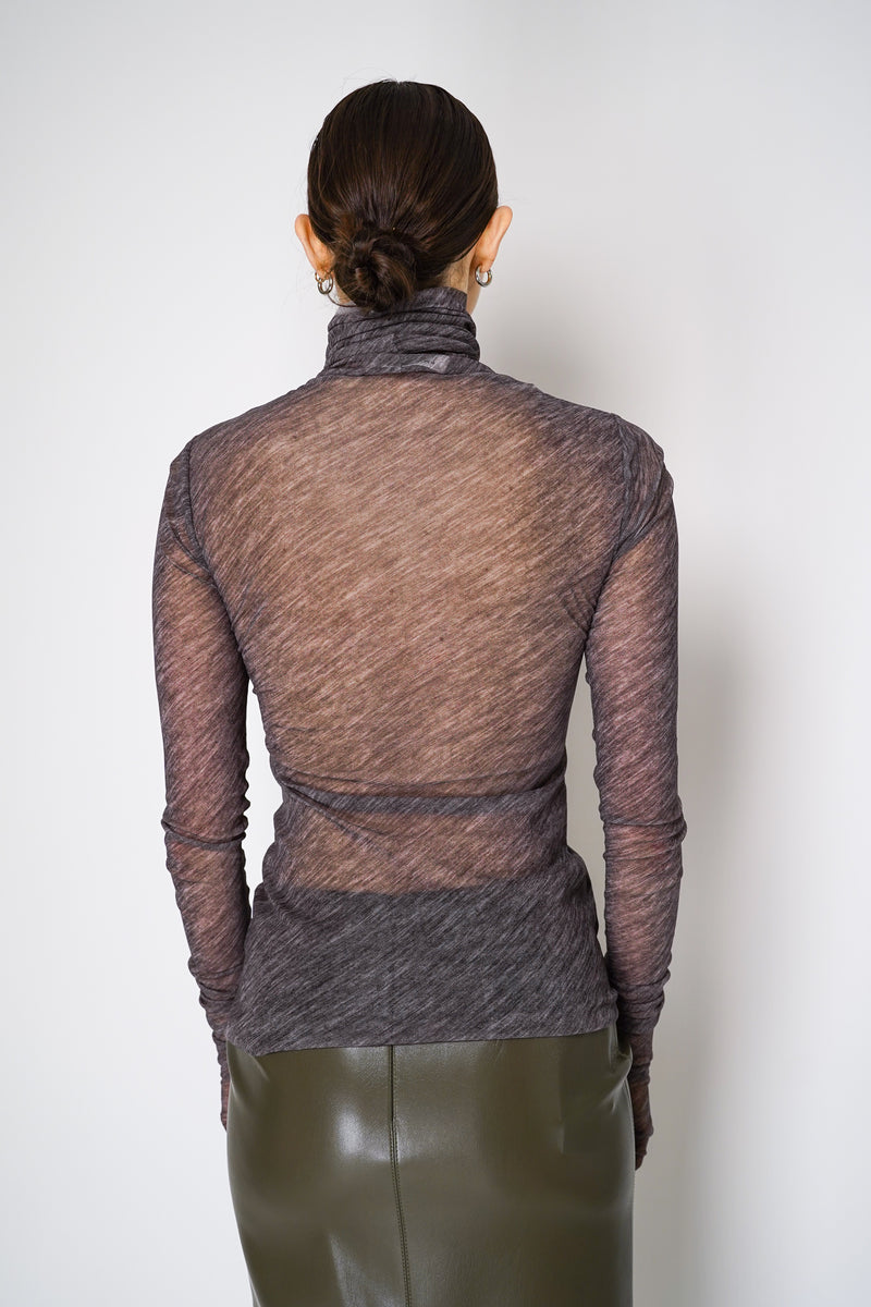 Philosophy di Lorenzo Serafini Stretch Tulle Turtleneck Top in Grey Melange