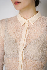 Philosophy di Lorenzo Serafini Stretch Lace Button-Up Top in Off-White