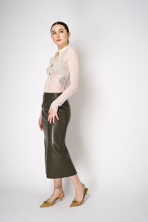 Philosophy di Lorenzo Serafini Stretch Lace Button-Up Top in Off-White Vancouver. Shop Online or in Store. 