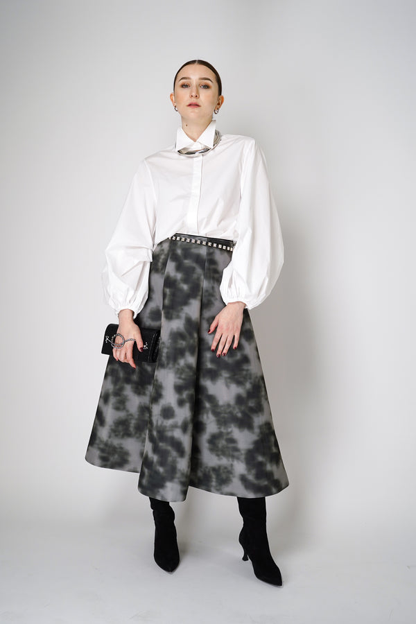 Philosophy di Lorenzo Serafini Wide Scuba Skirt in Grey Abstract Print Vancouver. Shop Online or in Store. 