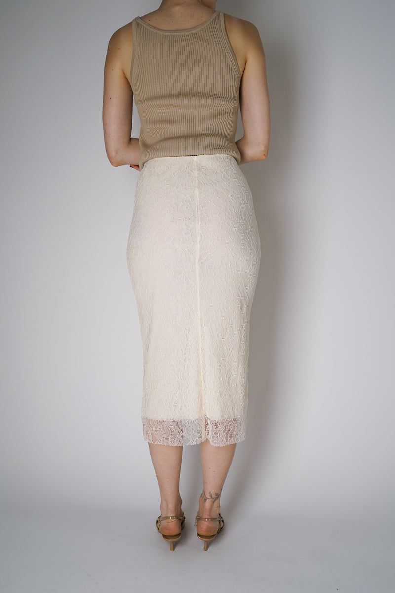 Philosophy di Lorenzo Serafini Lace Midi Skirt in Off-white